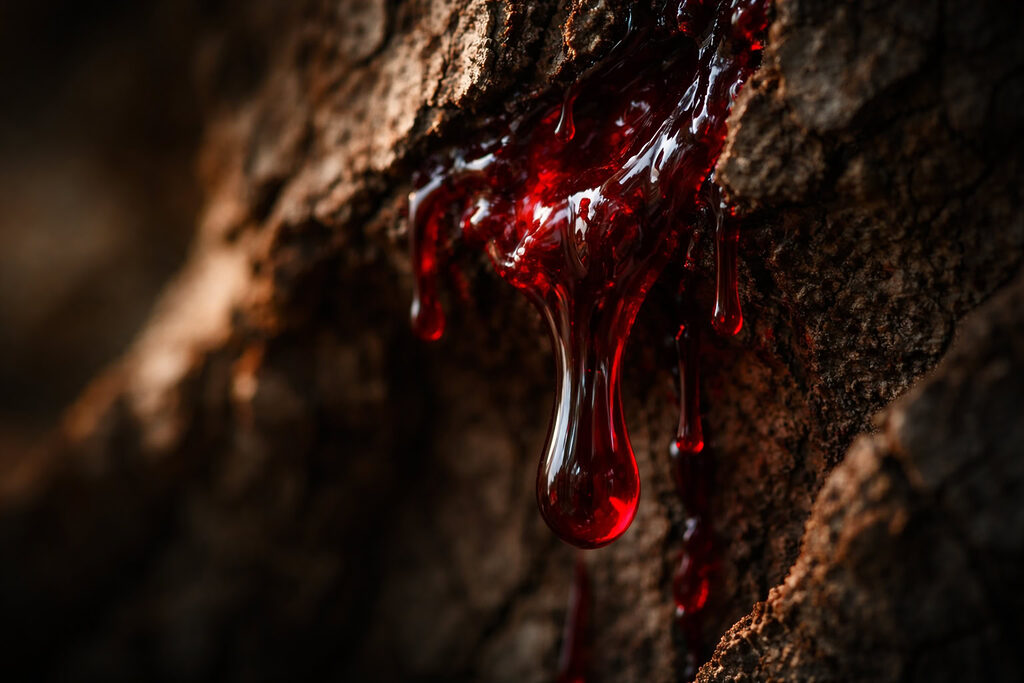 Nhựa đỏ của cây Dragon Blood Tree chảy ra từ thân cây, có màu giống máu