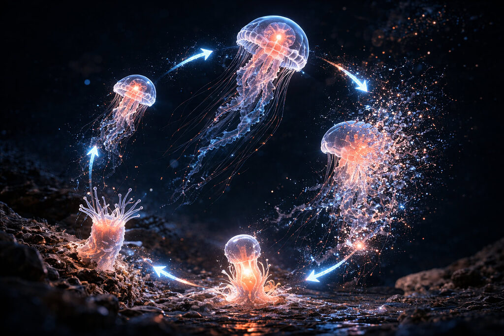 quá trình tái tạo cơ thể của sứa Turritopsis dohrnii