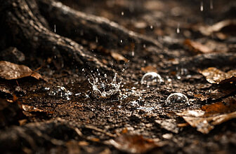 Giọt mưa đầu tiên rơi xuống đất rừng khô tạo ra mùi petrichor