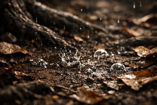 Giọt mưa đầu tiên rơi xuống đất rừng khô tạo ra mùi petrichor